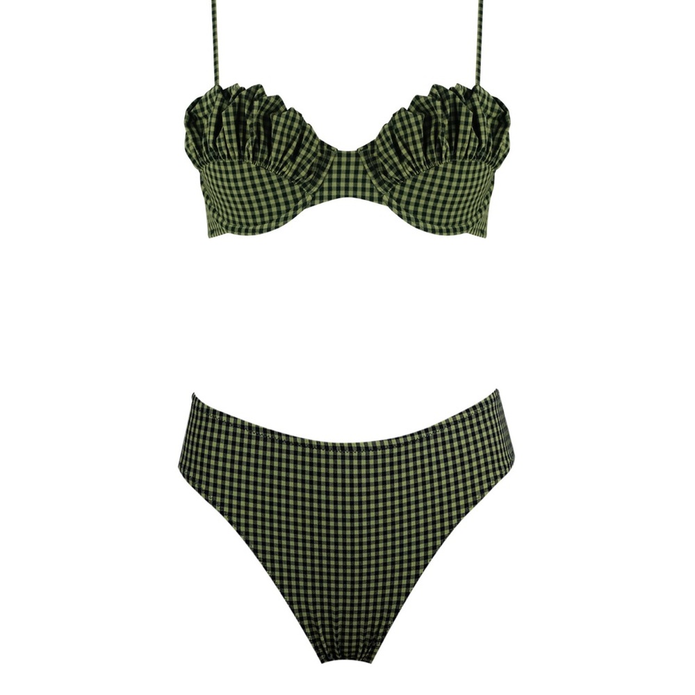 Pale swimwear Carmen pistachio green checkered bikini